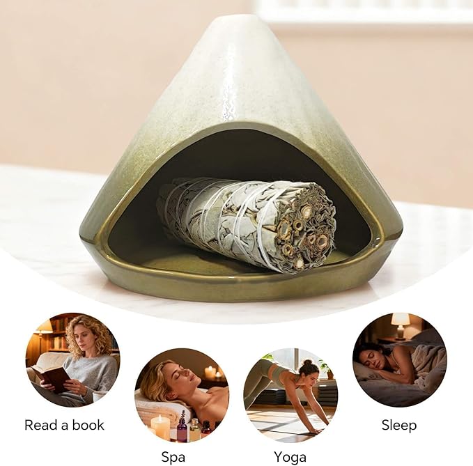 Palo Santo Holder Incense Burner, Ceramic Incense Holder with Ash Catcher, Mini Palo Santo Burner, Unique Aromatic Meditation Gifts for Women, Sage Holder for Burning, Palo Santo Sticks Home Decor