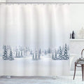 Ambesonne Winter Shower Curtain, Cold Season Scene in a Park Trees Foggy Misty Blurry Ice Freezing Weather Image, Cloth Fabric Bathroom Decor Set with Hooks, 69" W x 84" L, White
