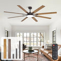 80 Inch Ceiling Fans with Lights and Remote, Bedroom Living Room Office Library Cafe Outdoor Industrial, 5CCT Dimmable, Dual Color 8 Blades 6 Speed Reversible Quiet DC Motor, Brown/Wood Grain