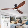 60 Inch Low Profile Ceiling Fans with Lights and Remote, Flush Mount 3 Blade Wood Ceiling Fan,Dimmable,Quiet Noiseless for Patios,Living Room,Bedroom(Wall Control Switch)