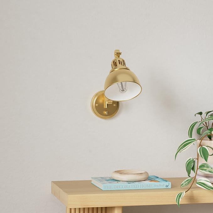 GOODATE Plug in Wall Sconces Set of Two with Remote, Stepless Colors 2700K-6500K & Stepless Dimming, Premium Golden Finish, Plug in Wall Light with Night Light & Timer, LED Bulbs Included