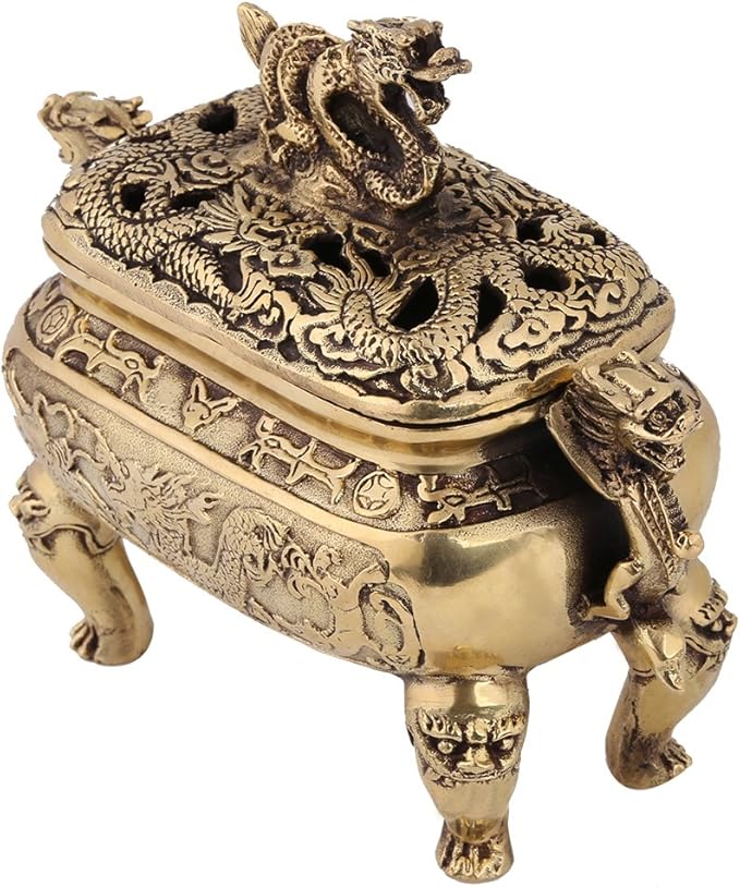Charcoal Incense 1Pc Incense Holder Antique Bronze Copper Chinese Dragon Incense for Home Decoration