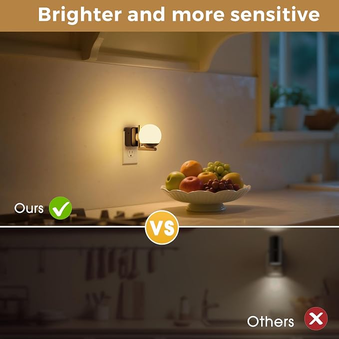 L LOHAS LED Night Lights Plug Into Wall 2 Pack, Dusk to Dawn Sensor | Soft White 3000K Nightlight, 0-100LM Adjustable Brightness, Plug in Night Light for Bathroom, Hallway, Bedroom, Stairway