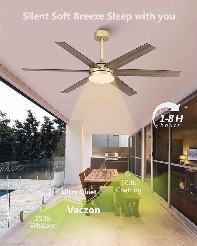 60 Inch Gold Ceiling fans with Lights and Remote/APP, Modern Large Black and Gold Ceiling Fan for Living Room Patio Shop with 3CCT, 6 Speeds, Timer, 5 Blade Indoor Outdoor Sleek Brass Fandelier