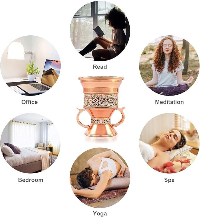 Metal Frankincense Resin Incense Burner, Incense Censer, Portable Bakhoor Burner, Charcoal Bakhoor Burner, Myrrh Burner with Tongs for Yoga, Spa Aromatherapy (Rose Gold)