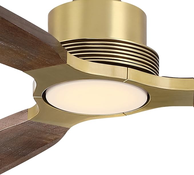 84 Inch Wood Ceiling Fan with Lights, Gold Ceiling Fan with Remote Control, Farmhouse Large Ceiling Fan for Living Room Dining Room Commercial, Quiet DC Motor Dimmable LED Reversible