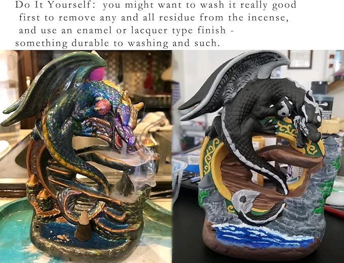 Pterosaur Dragon Backflow Incense Burner Set | Handcrafted Waterfall Smoke Effect with 10 Cones & Mat | Mythical Decor for Gamers, Dinosaur Collector Figurine & Home Altar Centerpiece