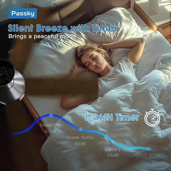 Passky Ceiling Fans with Lights, 42 inch Sleek Ceiling Fan with Light and Remote Control, 3CCT, Dimmable, Reversible, Noiseless, Black Ceiling Fan for Bedroom, Living Room