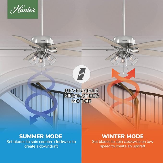 Hunter Dondra, Indoor, Ceiling Fan, Standard Mount, 60 inch, Brushed Nickel