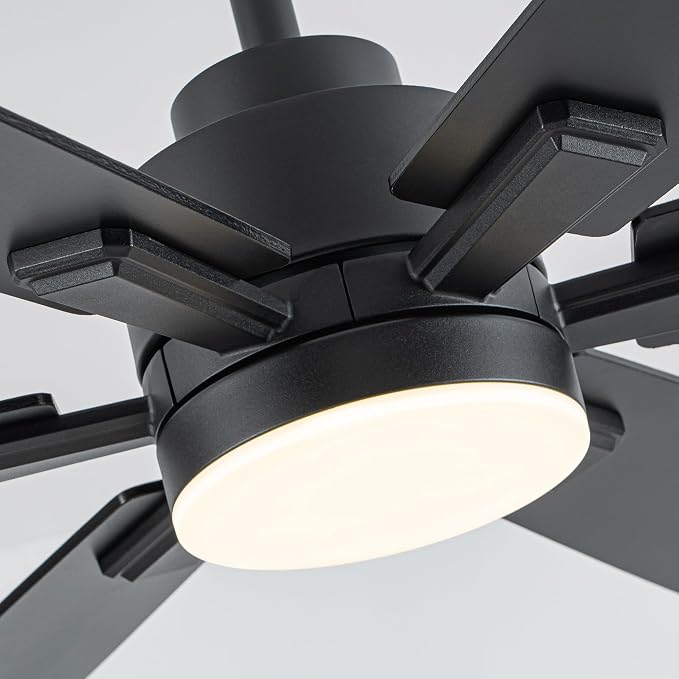 OURSTAR Ceiling Fans with Lights and Remote Control, Black Ceiling Fan with Light 3-Color LED Dimmable, Memory for Lighting and Fan Reversible, 6-Speed, Timer, Indoor/Outdoor Use, 52 Inch