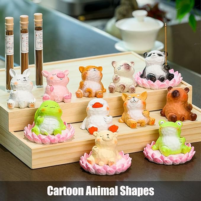 Lotus Turtle Incense Holder Cute Animal Figurine Incense Burner Flower Stand Ash Catcher Creative Cartoon Resin Turtle Statue for Home Room Decor Meditation Yoga Spa