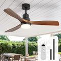 Sofucor 52 Inch Ceiling Fans with Lights and Remote Control, Modern Solid Wood Outdoor Ceiling Fan with Light for Bedroom Living Room Indoor Farmhouse Patio, Quiet DC Motor