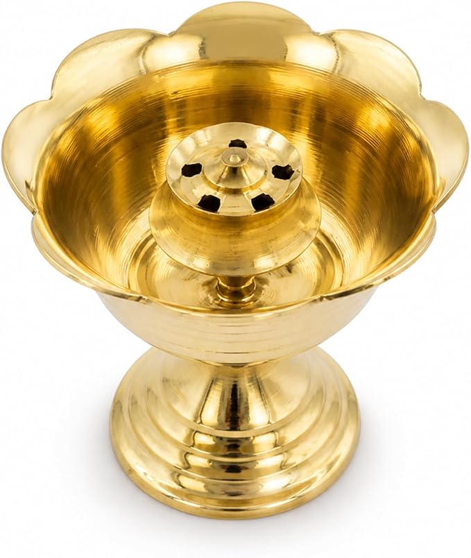Spillbox Brass Incense Stick Holder Stand | Holder | Burner with Ash Catcher Agarbatti | Batti Stand | Plate | Dhup | Dhoop Best for Puja | Pooja Your Mandir Home & Office Decoration - Rose Agarbatti