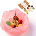 Incense Holders 40 Incense Sticks Rose Quartz Resin and Crystal Lotus Burner Soothe The Nerves Removable Ash Collector for Meditation, Yoga & Spiritual Home Decor