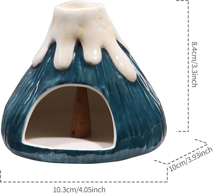 Potiera Small Volcano Incense Holder, Handmade Ceramic Palo Santo Holder for Meditation Spa Yoga Decor, Backflow and Cone Incense Burner for Home and Office Decor, Spiritual Gifts for Women Men
