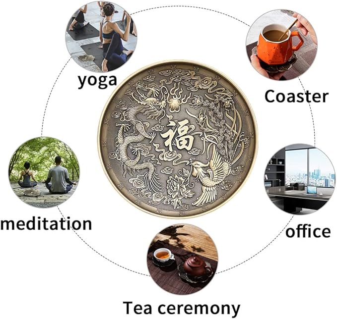 Brass Plate Incense Holder Set- 3 in 1 Incense Burner - for Smudging Bowl, Offering Bowl, Incense Burner Holder, Ash Catcher,Jewelry Dish