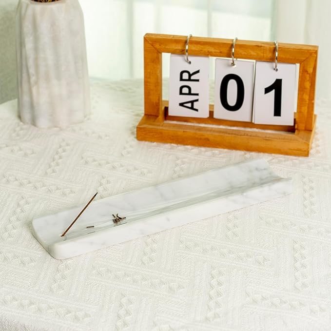 Koville Marble Incense Holder, Incense Holder for Sticks, Incense Sticks Holder Ash Catcher for Meditation Yoga SPA, Natural Stone Incense Burner, Home Table Decor