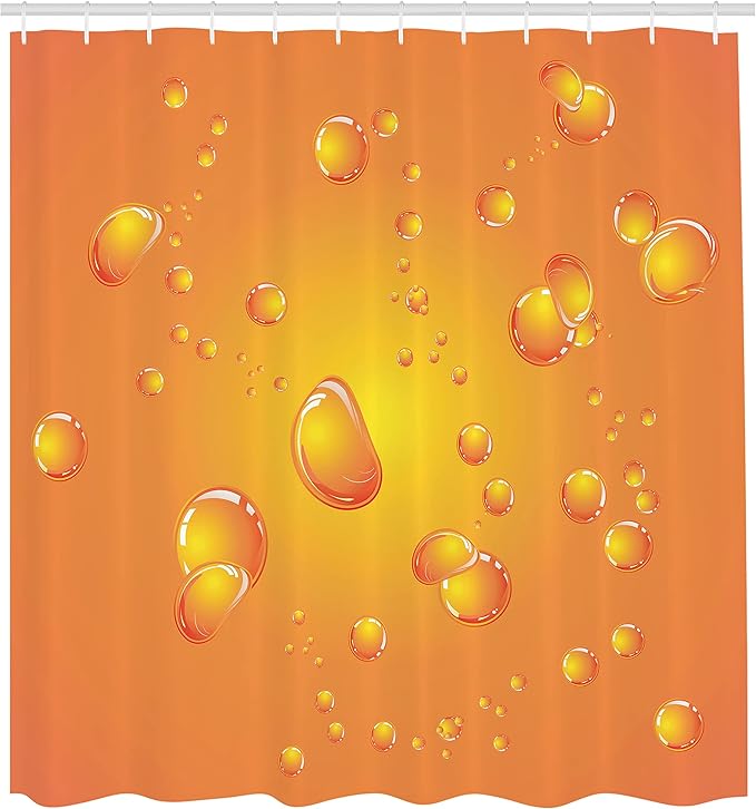 Ambesonne Orange Shower Curtain, Abstract Tangerine Colored Bubbles on Closeup Background Fresh Summer Design Graphic Pattern, Cloth Fabric Bathroom Decor Set with Hooks, 69" W x 75" L, Burnt Orange