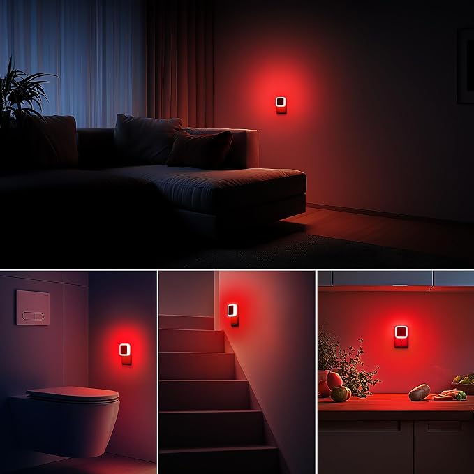 Sujeet Night Light, Night Lights Plug into Wall 8-Pack, Nightlight Plug in Night Light, Dusk to Dawn Night Lamp Led (Red)