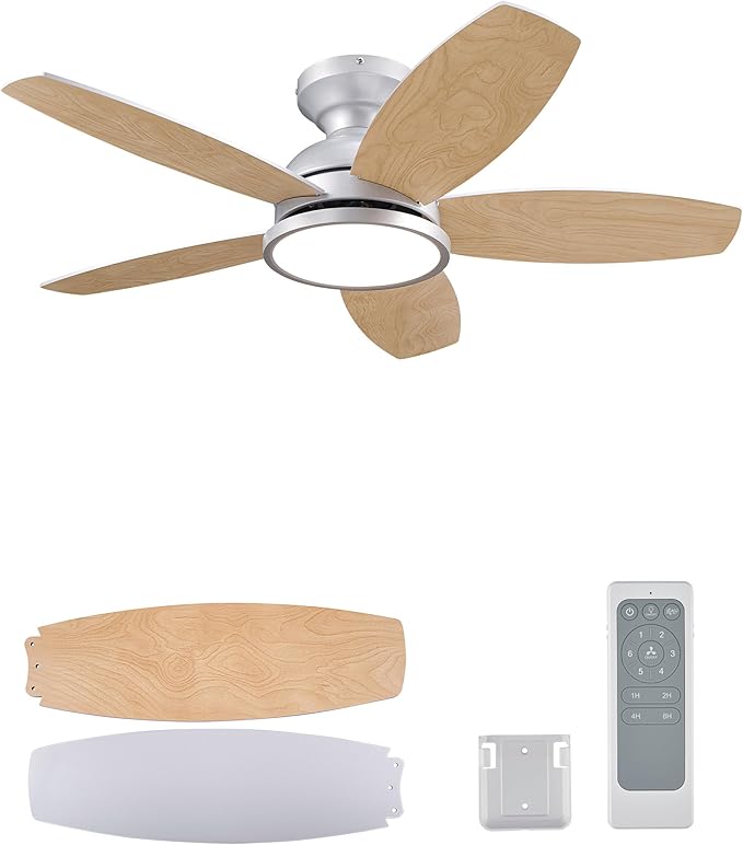 VONLUCE Ceiling Fans with Lights, 36 Inch Ceiling Fan and Remote, Full-spectrum LED Light, 3CCT, 6-Speeds Noiseless Reversible DC Motor, Modern Ceiling Fan for Bedroom Living Room Farmhouse, Nickel