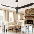 Ceiling Fan Without Light, 72 Inch Smart Wood Ceiling Fan no Lights, Compatible with Alexa/Google, 3 Natural Walnut Blades, Remote, Quiet Reversible DC Motor for Indoor Outdoor, Dark Brown