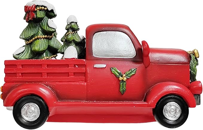 Hosley Resin Backflow Incense Cone Holder Christmas Truck Décor Statue, 7" Long Includes 20 Apple Cinnamon Backflow Incense Cones - Aromatherapy Gift for Home D cor & Relaxation