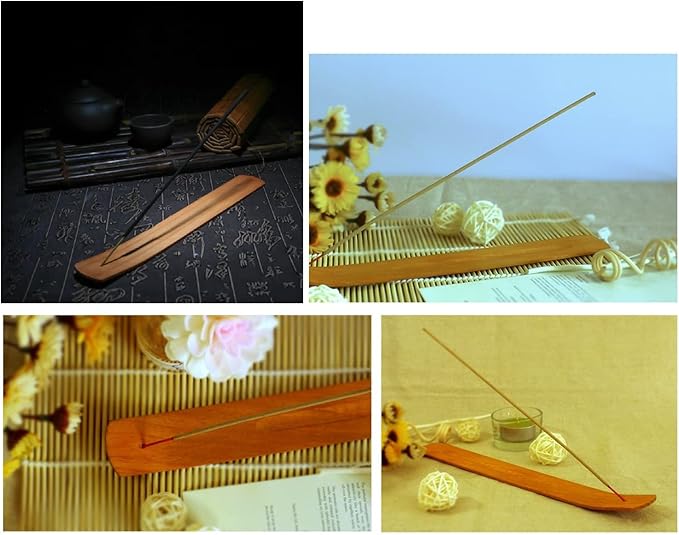 TRENDBOX 50pcs Handmade Plain Wood Wooden Incense Stick Holder Burner Ash Catcher Natural Design Buddhist