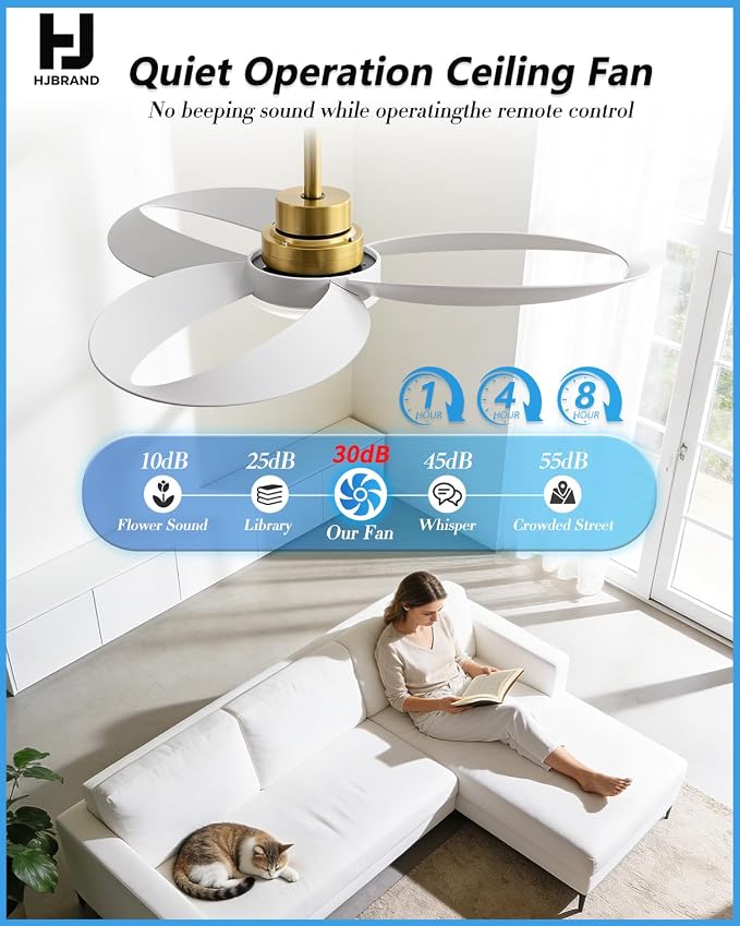 52" Ceiling Fan with Lights and Remote,Modern Ceiling Fan Gold, 6 Speed, Reversible, 3000k-6000k LED, Quiet DC Motor for Indoor Outdoor Bedroom Living Room Patio