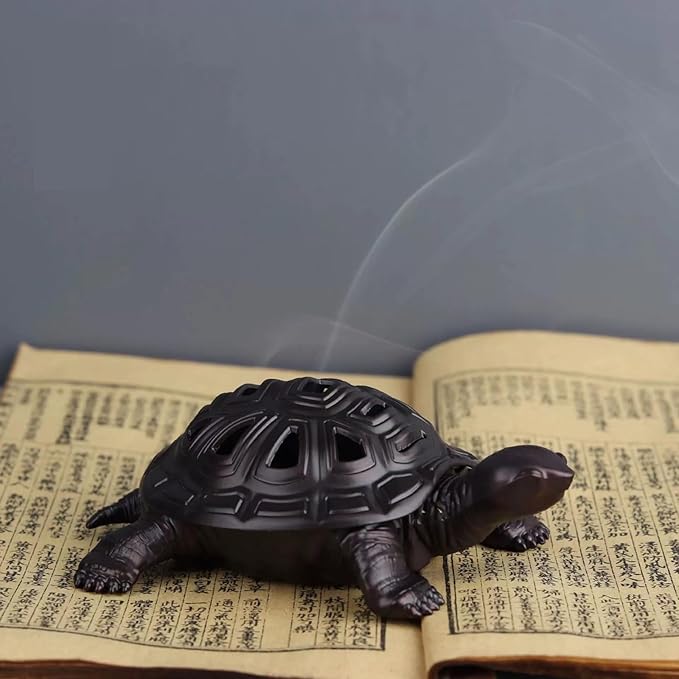 2Pcs Incense Burner, Incense Holder with Incense Stick Holder, Vintage Censer Metal Turtle Ash Catcher, use for Stick or Coil Incense Sage Cones