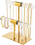 Display Stand Acrylic Jewelry Towers - Stainless Steel Long Necklaces Stand 2-Tier Crystal Tabletop Jewelry Organizer Home Decor for Store Boutique Vendors