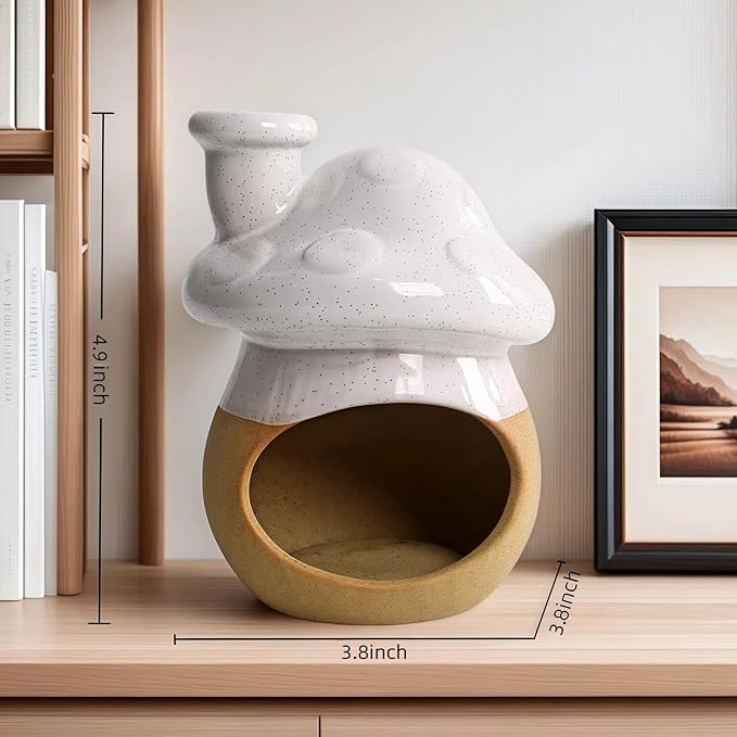 Mushroom Incense Holder, Ceramic Palo Santo Holder – Suitable for Burning Sage & Palo Santo - Mini Chimenea-Style Burner, an Incense Burner for Spiritual Meditation, Yoga or Home Decoration