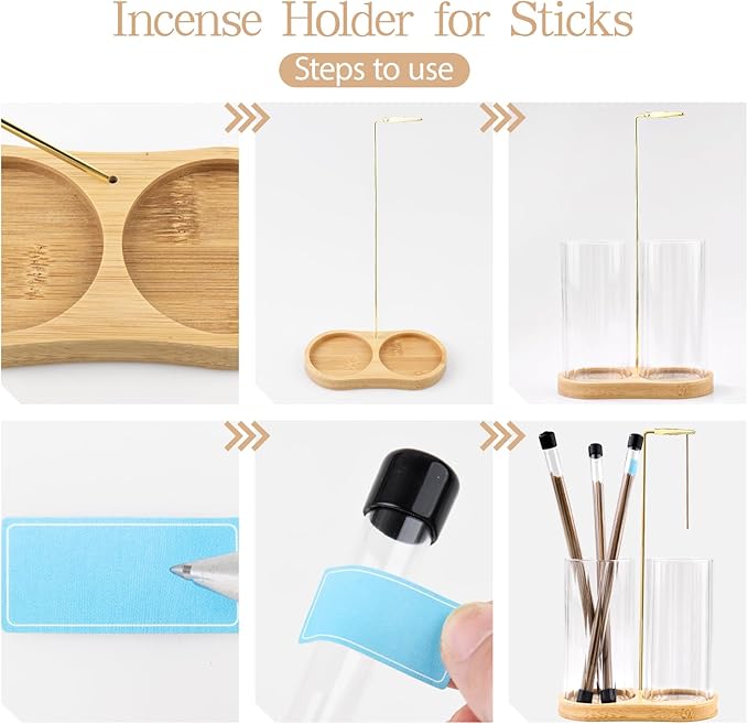 Glass Incense Holder,2 in1 Incense Sticks Burner Holder with Storage,Hang Upside Down Incense Holder for Sticks with Glass Ash Catcher and Incense Sticks Organizer for Yoga Spa Meditation Home Decor