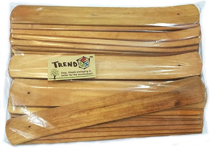 TRENDBOX 100pcs Handmade Plain Wood Wooden Incense Stick Holder Burner Ash Catcher Natural Design Buddhist