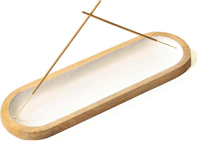 The Art Box Wooden Incense Holder for Sticks – 12 Inch Ash Catcher Incense Burner Tray, White Color, Modern Home Décor & Meditation Accessory