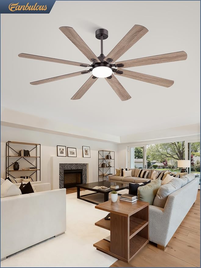 Fanbulous 72 Inch Ceiling Fans with Lights, Oil Bronze Modern Ceiling Fan with Remote,Large Farmhouse Indoor & Outdoor Ceiling Fan with 8 Dual Finish Blades, Quiet DC Motor, Bright LED Light