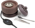Ceramic Electric Incense Burner with Temperature Control, Timer & Night Light – Bakhoor & Resin Warmer (Brown)