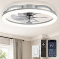 LEDIARY 23 Inch Ceiling Fans with Lights and Remote for Bedroom, Grey | Low Profile Flush Mount Ceiling Fan, Dimmable Modern Fan Light (3000K-6000K), 6 Speed, Reversible, APP & Remote Control