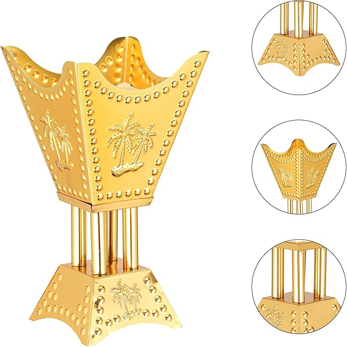 Decorative Palm Tree Incense Burner, Gold Metal Design (Gold-WF012)