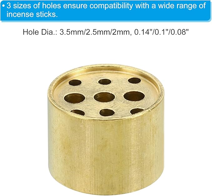 PATIKIL Incense Holder, 2 Pack Brass Incense Cone Burner Stick Holder with 9 Holes Incense Stand Base for Yoga Spa Room Home Office, 0.8" Dia. 0.6" Tall