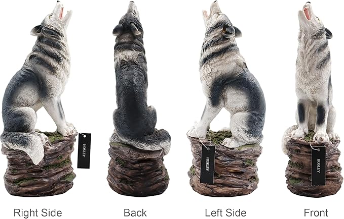 Hosley Incense Burner, Cone Incense Holder, Resin Wolf Décor 12 Inch Height, Aromatic Ambiance, Ideal for Home Décor, Office, Living Room, Spa, Meditation Space, Unique Gift for Wild Lovers