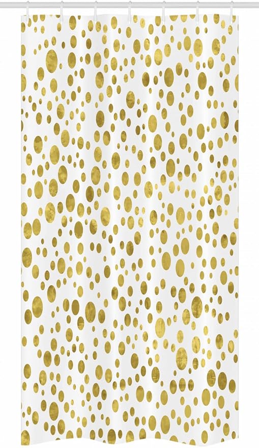 Ambesonne Polka Dots Stall Shower Curtain, Illustration of Round Speckled Forms Irregular Layout Vintage Style, Fabric Bathroom Decor Set with Hooks, 36" W x 72" L, White Yellow