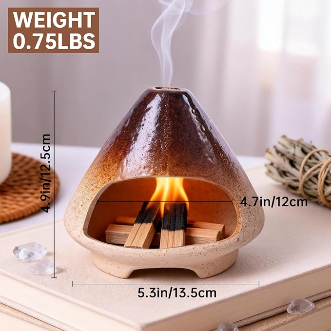Terracotta Palo Santo Holder.A Mini Chimney for Burning Palo Santo Sticks and Sage,Smudge Bowl, Cone Burner,Smudge Bowl for Yoga Meditation Room Home Decor