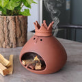 Terracotta Palo Santo Holder Incense Burner with Handcraft Small Ceramic Sage Burner Holder for Meditation Yoga Aromatherapy Study Home Decor Palo Santo Chimney Burning Bowl