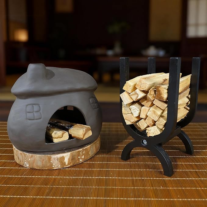 Mougigi Palo Santo Burner - Mini Tabletop Chiminea House Design, Smudge Bowl Holder for Sage & Incense Cones - Perfect for Meditation, Ash,Zen,Yoga, Spiritual Altars, Home Décor & Thoughtful Gifts