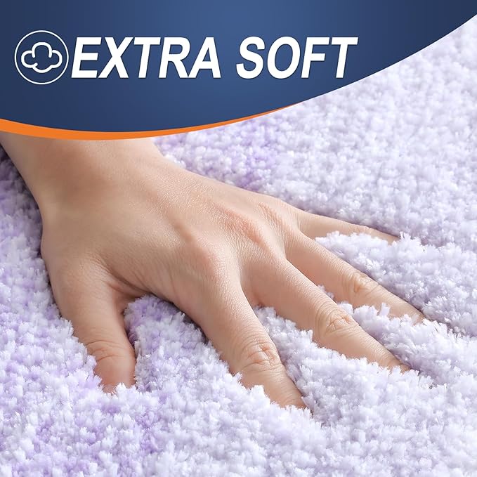 OLANLY Bathroom Runner Rugs Mat 47x24, Extra Soft Absorbent Microfiber Bath Rug, Rubber Backing, Quick Dry, Washable Long Bath Mats for Bathroom, Tub and Shower, Home Decor Accessories, Light Purple
