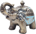 Hourwof Metal Elephant Incense Holder,Vintage Cone Coil Incense Burner with Lid,Ash Catcher,Aromatherapy Ornament Home Office Decor (Light Blue)