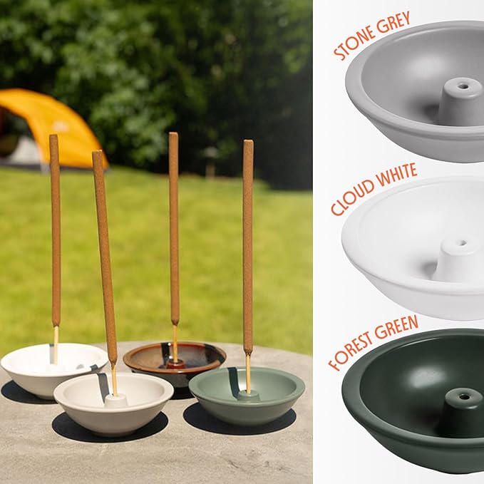 Murphy’s Naturals Stoneware Incense Stick Holder, Stone Grey, 4.5” Ash Catcher for Outdoor Use, Durable & Stylish Design for Easy Clean-Up, 1-Pack