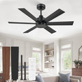 ZMISHIBO 42 Inch Black Ceiling Fan Without Light, Bedroom Ceiling Fan No Light, 6 Blades, Quiet Reversible DC Motor, 6-Speeds, Small Ceiling Fan for Bedroom, Living Room, Patio, Indoor/Outdoor Use