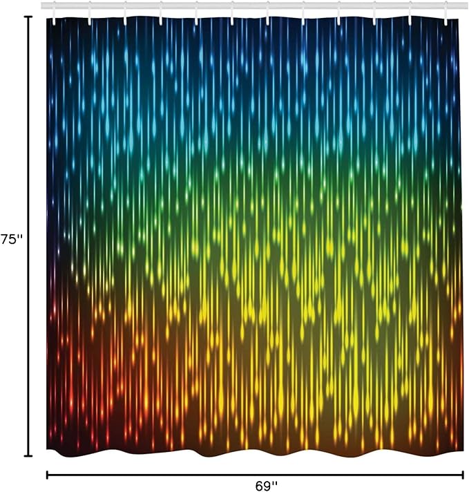 Ambesonne Colorful Shower Curtain, Galaxy Universe Outer Space Inspired Technical Neon Rain Modern Abstract Art Print, Cloth Fabric Bathroom Decor Set with Hooks, 69" W x 75" L, Lime Green Sky Blue