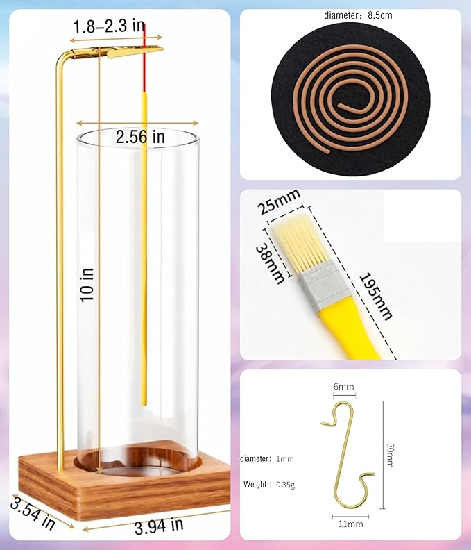 Wooden Incense Holder for Sticks with Detachable Glass Ash Catcher, Anti-Ash Flying No Mess Incense Burner for Yoga Spa Meditation Zen Room Home Decor (Oak 1 Pcs)